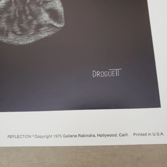 Vintage 70s Droguett Kitten Reflection Print Art Cute - Picture 4 of 12